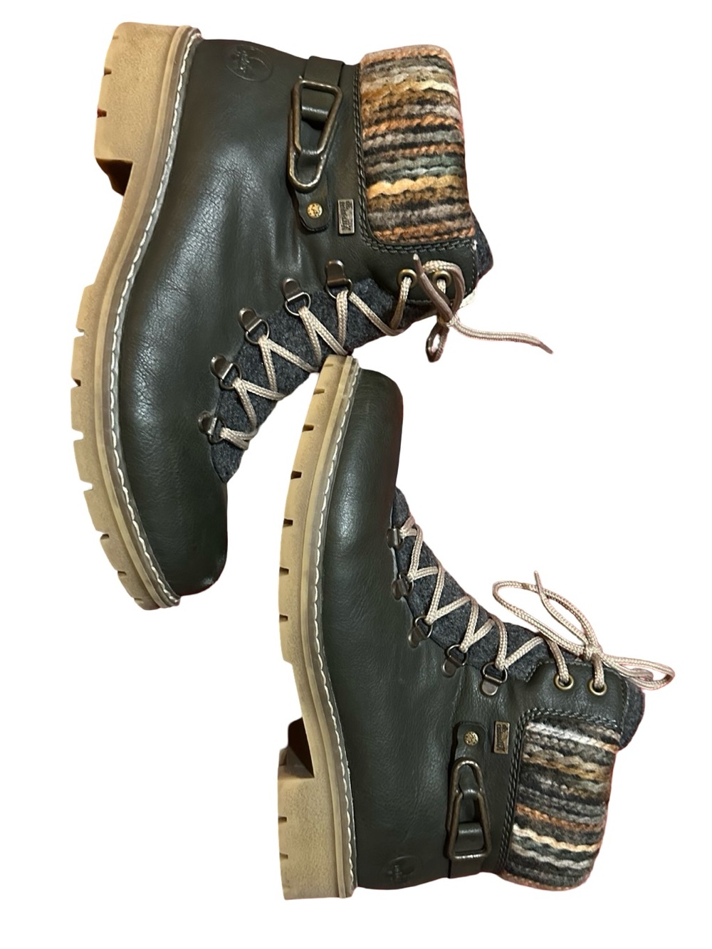 Rieker Sabrina 31 Water Resistant Knit Cuff Ankle Boots Winter Hiking Cabincore